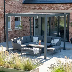 PergoSTET 3m x 3m Metal Square Pergola in Grey