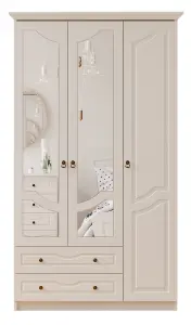 CHLOE  3 Door 2 Drawer Mirrored White Wardrobe