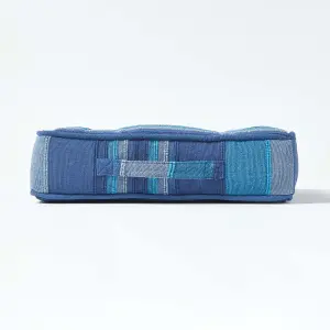 Homescapes Morocco Striped Cotton Floor Cushion Blue