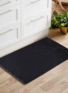 Ivy Washable Trellis Design Anti Slip Doormats Black 120x160 cm