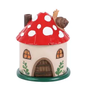 Something Different Resin Mushroom House Incense Cone Holder Beige/Red/White (One Size)