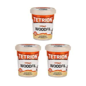 Tetrion Flexible Woodfil Quick Drying For Inside and Out 600g (Pack of 3)