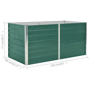 Berkfield Raised Garden Bed 160x80x77 cm Galvanised Steel Green