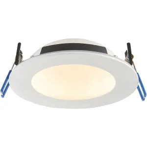 Anti-Glare Recessed IP65 Ceiling Downlight - 12W CCT LED Module - Matt White