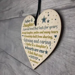 Red Ocean Father And Daughter Gifts Handmade Wooden Heart Father Gifts From Daughter Keepsake Plaque