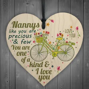 Red Ocean Nannys Like You Are Precious Wooden Heart Plaque I Love You Gran Granny Nan Birthday Gift Thannk You Sign