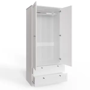 2 Door 2 Drawer Combination Wardrobe Matt White Panelled Scratch Resistant