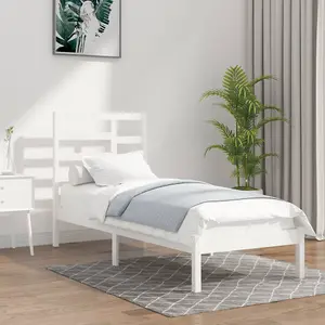 Berkfield Bed Frame White Solid Wood 90x200 cm