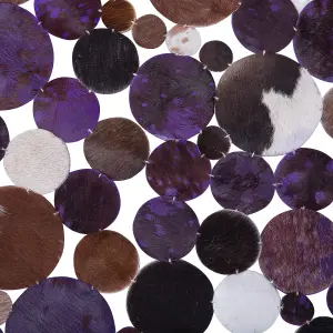 Round Cowhide Rug 140 cm Purple Multicolour SORGUN