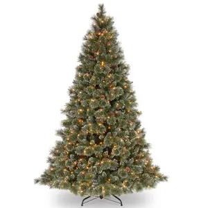 Glittery Bristle Pine Tree with Soft White LED 6ft H