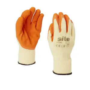 Site Latex & polycotton blend Orange Gloves, Large