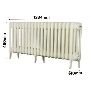 Arroll Neo-Classic White 4 Column Radiator, (W)1234mm x (H)460mm