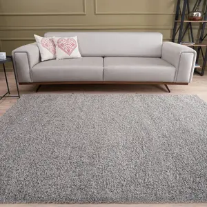 Myshaggy Collection Living Room Rugs Solid Design  Grey