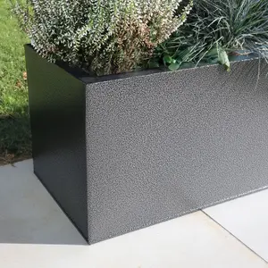 75cm Zinc Galvanised Graphite Black Textured Trough Planter