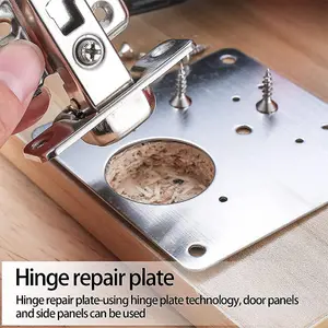 Nes Home Rust-Resistant Cupboard Hinge Repair Plate, 2 Plate + 12 Screws