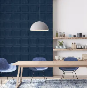 Arthouse Washed Panel Navy Wallpaper