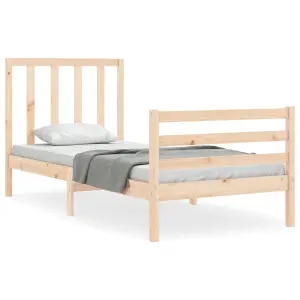 Berkfield Bed Frame with Headboard 90x200 cm Solid Wood