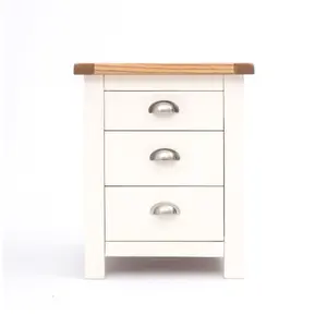 Lovere 3 Drawer Bedside Table Chrome Cup Handle