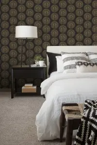 Galerie Bazaar Black Metallic Gold Soleil Smooth Wallpaper