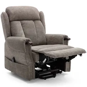 Rise Recliner Chair With Dual Motor, Remote Control, Multi-Recline Positions And Pocket Storage In Brown Fabric