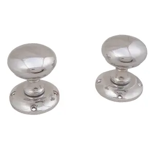 Polished Chrome effect Zamak Round Door knob (Dia)54mm, Pair