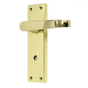 Bathroom Door Handle Set - Brass Straight Lever Victorian Handles