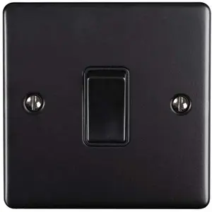 1 Gang 20A Single Light Switch MATT BLACK & BLACK TRIM 2 Way Metal Rocker