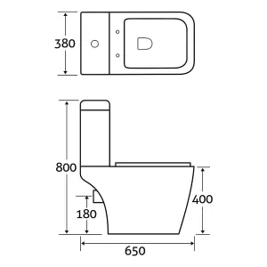 Warren Modern Anti Bacterial Ceramic Close Coupled Toilet Soft Closing Seat WC