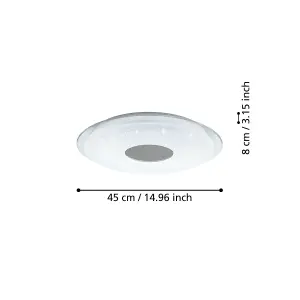 EGLO Lanciano-Z White Plastic Crystal Effect Integrated LED Smart Light Flush Fitting, (D) 45cm