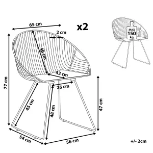 Set of 2 Dining Chairs AURORA Metal Gold