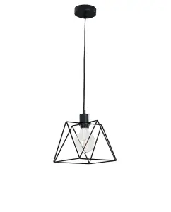 Luminosa SANTANA Wire Frame Pendant Ceiling Light Black 20x20x23cm