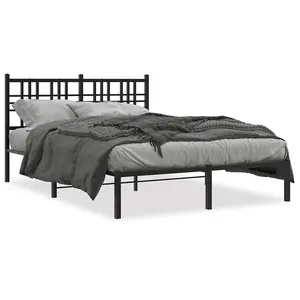 Berkfield Metal Bed Frame without Mattress with Headboard Black 140x200cm