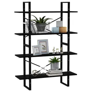 Berkfield 4-Tier Book Cabinet Black 100x30x140 cm Solid Pine Wood