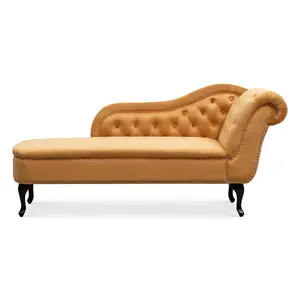 Left Hand Chaise Lounge in Velvet Gold