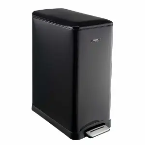 Kitchen Rubbish Waste Bin Recycling Dual Multi Compartment Pedal 50L Black