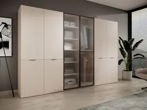 Serene Lund Hinged Door Wardrobe H2000mm W1010mm D510mm in Calming Beige - Tranquil Storage Retreat