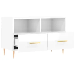 Berkfield TV Cabinet High Gloss White 80x36x50 cm Engineered Wood