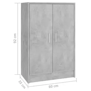 Berkfield Shoe Cabinet Concrete Grey 60x35x92 cm Engineered Wood