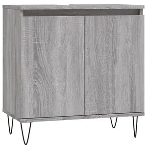 Berkfield Bathroom Cabinet Grey Sonoma 58x33x60 cm Engineered Wood