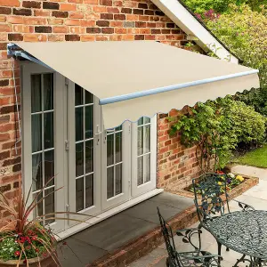 Primrose Awnings 3.0m x 2.5m Retractable Manual Standard Ivory Awning Outdoor Patio Canopy