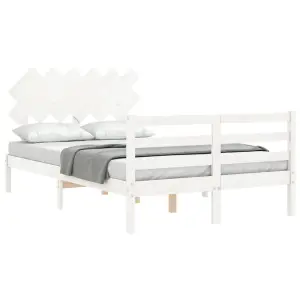 Berkfield Bed Frame with Headboard White 120x200 cm Solid Wood