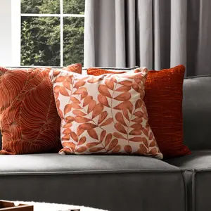 Rowan Floral Square Throw Cushion Orange