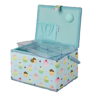 Blue Cupcakes Large Sewing Basket - HobbyGift MRL/18