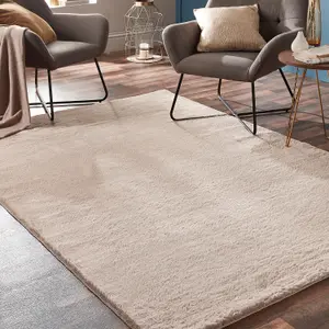 Origins Washable Faux Fur Natural Rug 120CM x 170CM