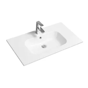 4010 Ceramic 80cm x 45cm Thin-Edge Inset Basin with Oval Bowl