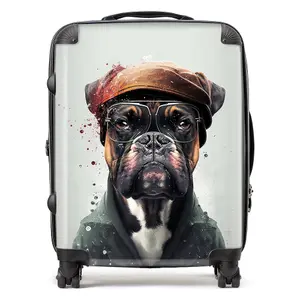 Boxer Dog With Hat Splashart Suitcase - Large