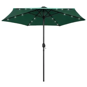 Berkfield Parasol with LED Lights and Aluminium Pole 270 cm Green