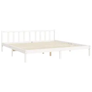 Berkfield Bed Frame with Headboard White 200x200 cm Solid Wood