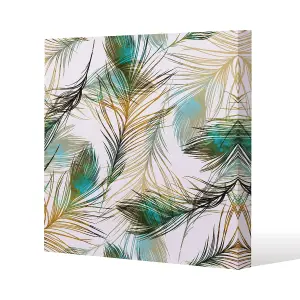 Imprints peacock feathers (Canvas Print) / 101 x 101 x 4cm