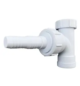 Multi-Fit Waste Trap Adaptor Tee Nozzle 40mm 1.1/2" Swivel Swept BSP Tee c/w Nozzle, Washing Machine Waste Splitter. FREE DELIVERY